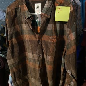 TA1 The Territory Ahead Men’s Long Sleeve Steamboat Cord Shirt Brown Plaid XXL